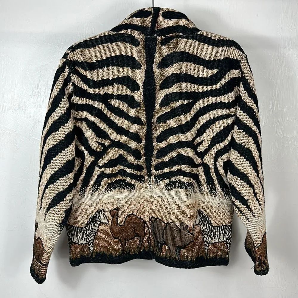 Sugar Street Weavers Vintage Tapestry Cotton Zebra Print Jacket Size S/M - Picture 5 of 11